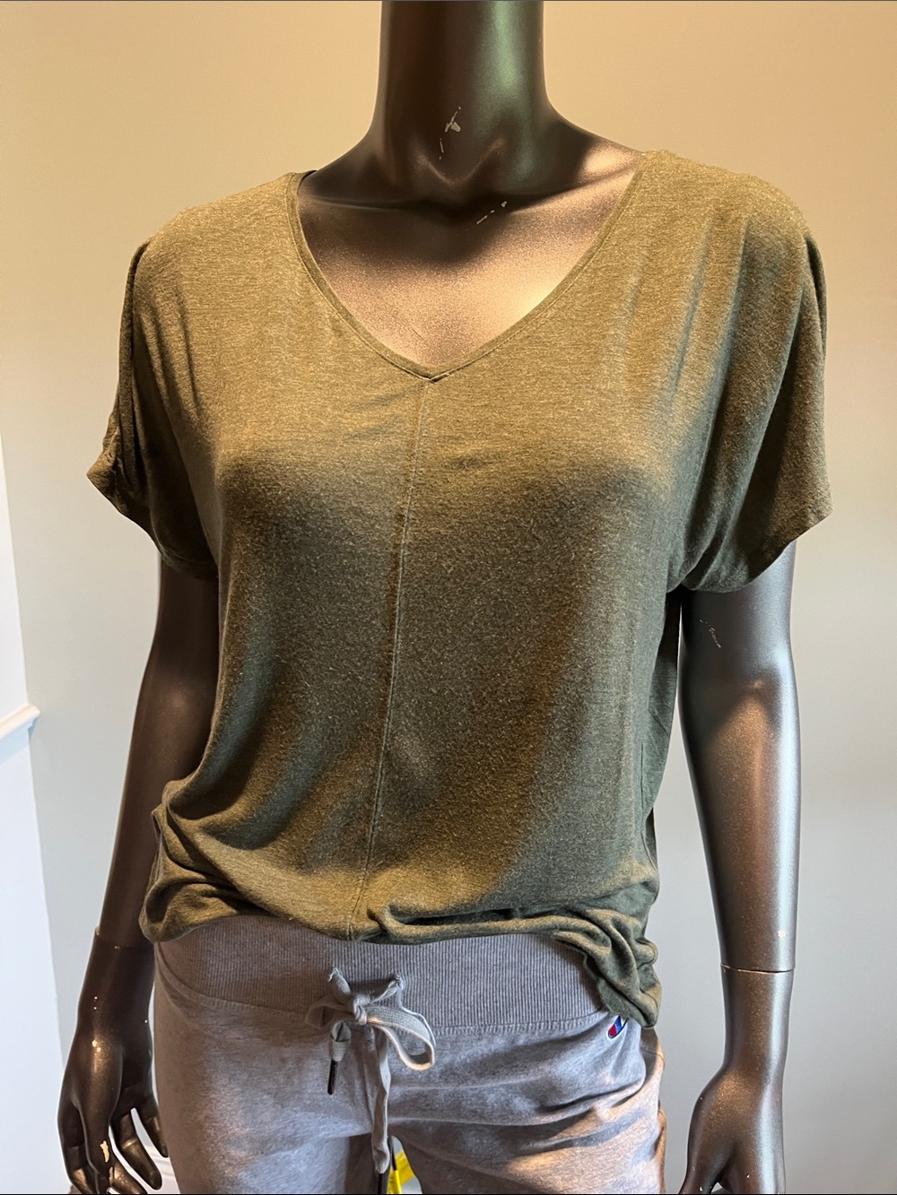 LOFT Olive Green V-Neck Short Sleeve Tee